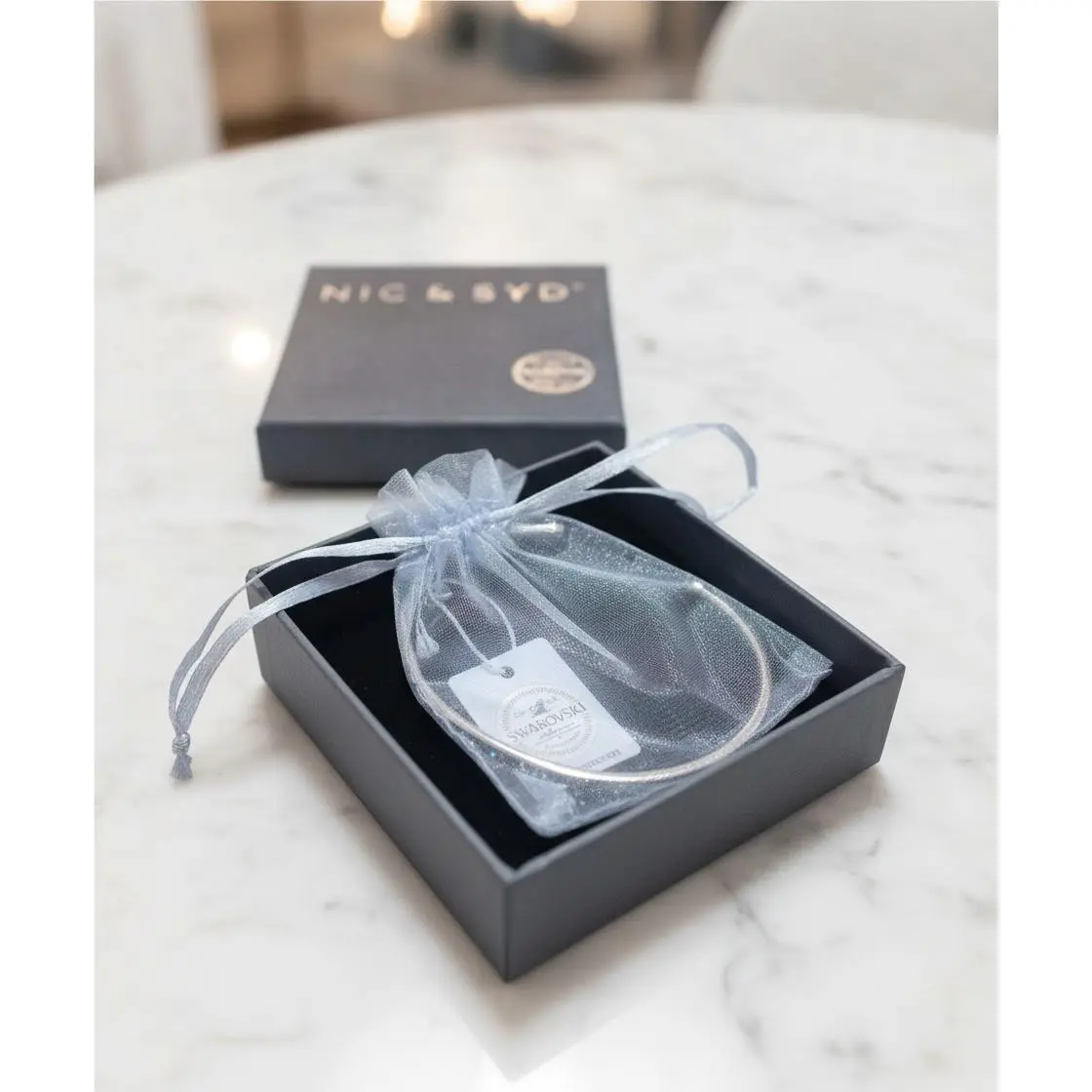 Blue Silver C Nic Syd Swarovski Bangle Bracelet – with Verification Code
