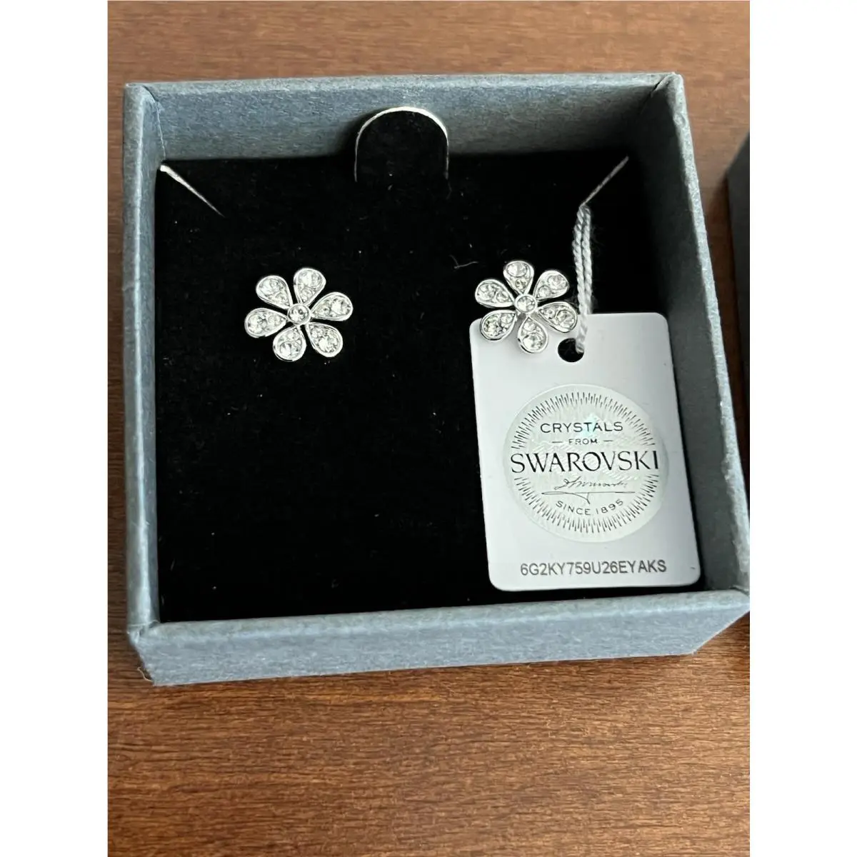Crystal Flower Stud Earrings Silver Tone Daisy 6G2KY759U26EYAKS by Swarovski