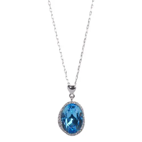 Crystals From  Calista Oval Pendant Necklace Rhodium 7268z by Swarovski