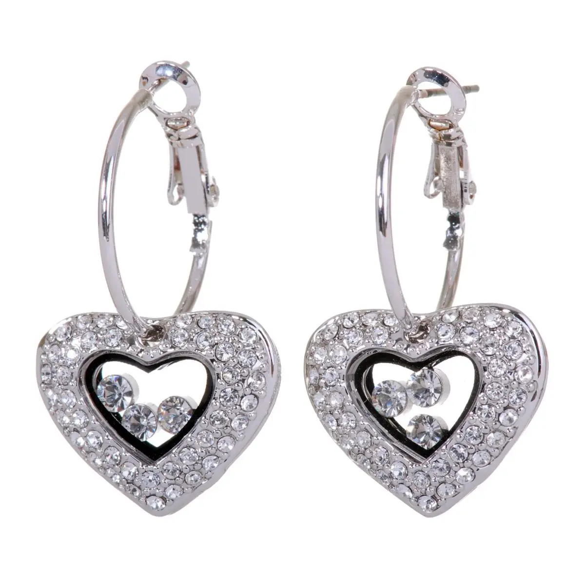 Crystals From  Treasure Heart Locket Earrings Rhodium 7104z by Swarovski