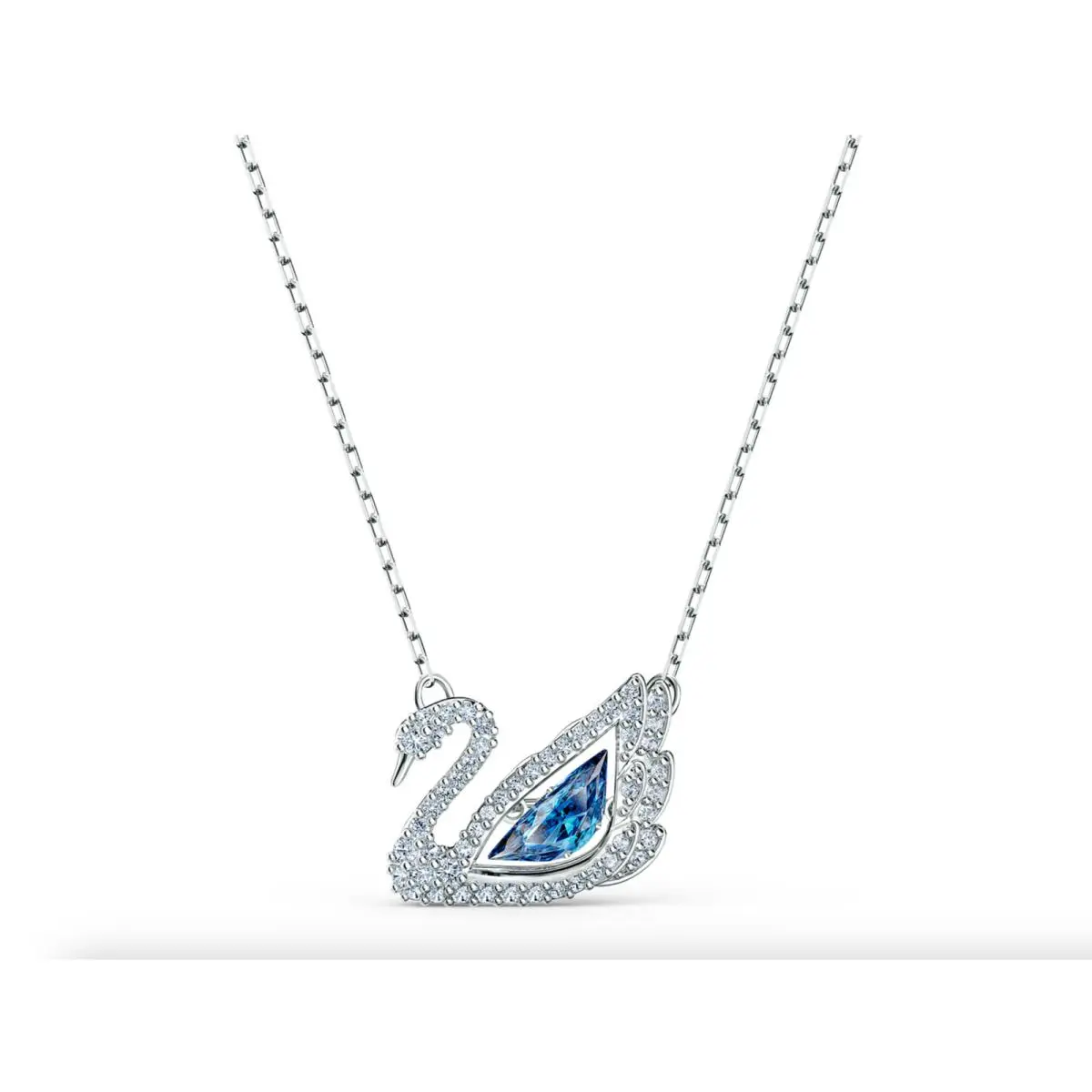 Swarovski Iconic Dancing Swan Pendant Necklace - - Rhodium Plated