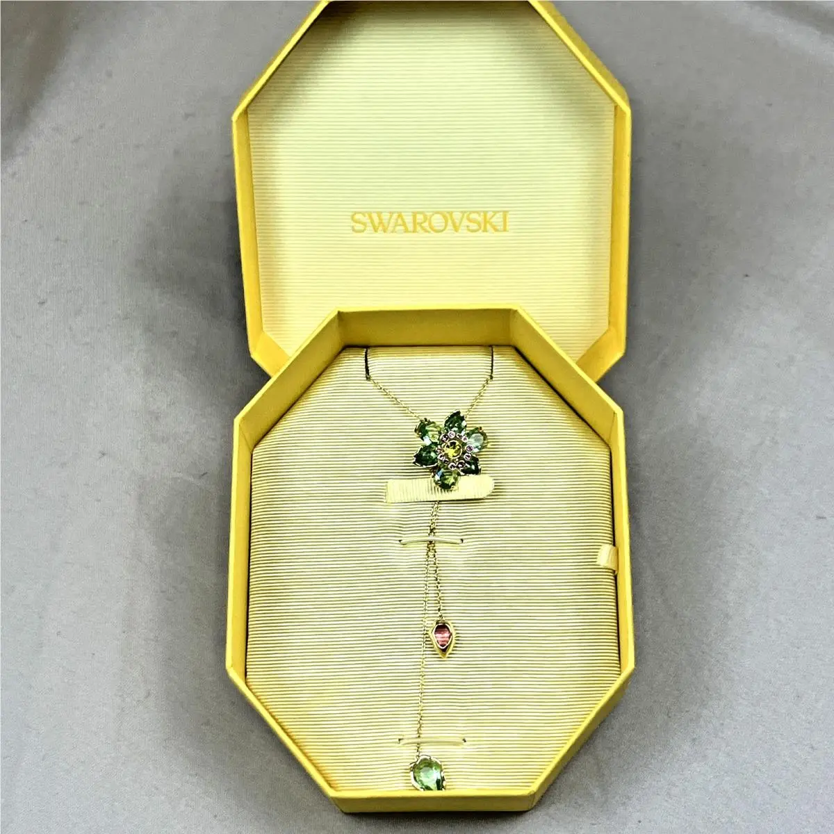 Idyllia Y Pendant Mixed Cuts Flower Multicolored 18k Gold Plated by Swarovski