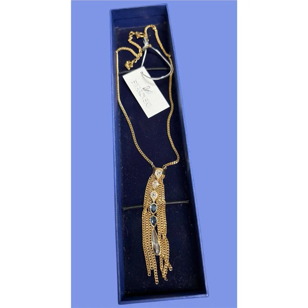 Estate  Swan “gipsy” Crystal Accent Fringe Chain Necklace by Swarovski
