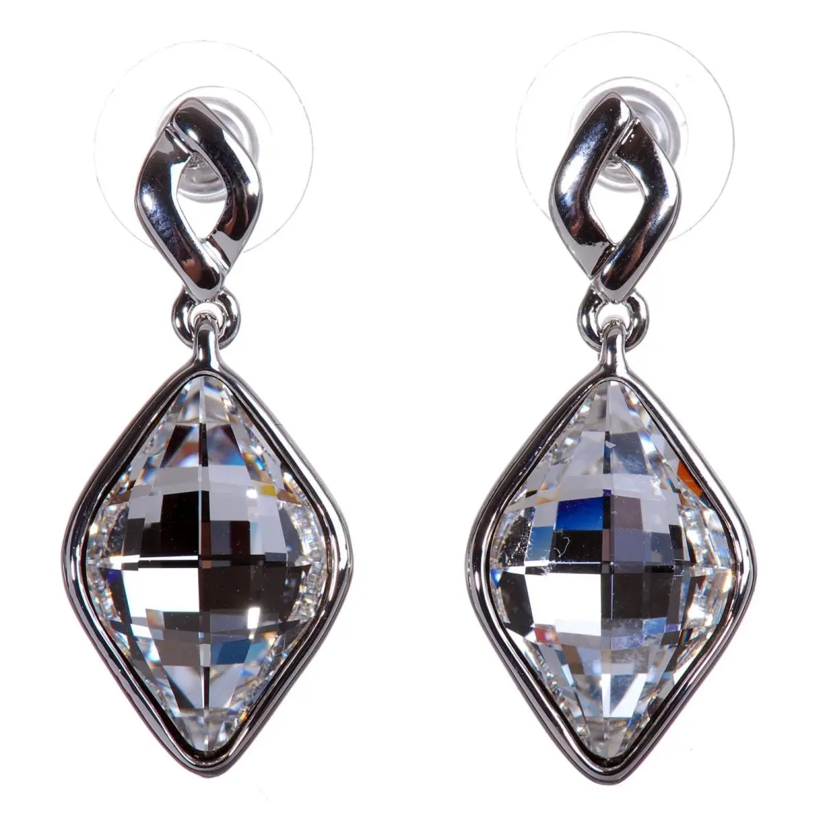 Crystals From  Rhombus Drop Pierced Earrings Rhodium 7272z by Swarovski
