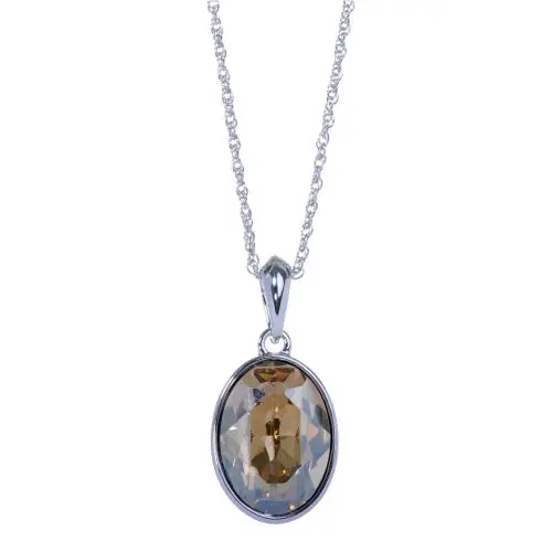 Crystals From  Oval Pendant Necklace Rhodium Plated 7176z by Swarovski