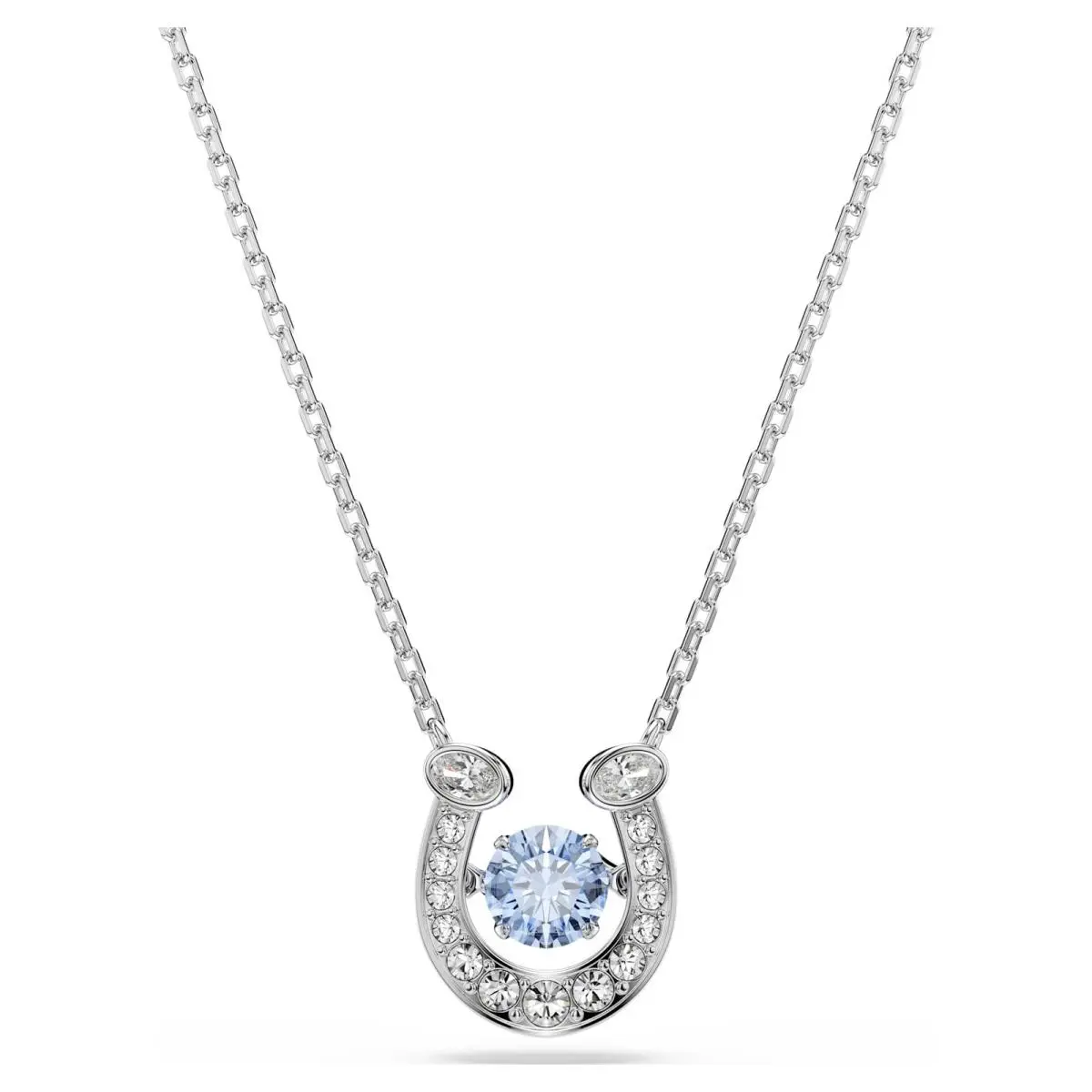 Symbolica Pendant Round Cut Pavé Horse Shoe Blue Rhodium Plated by Swarovski