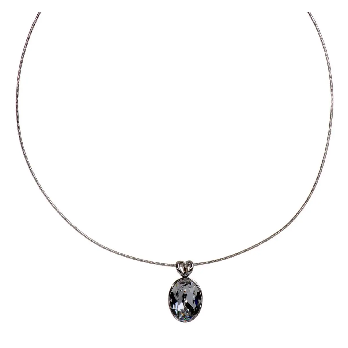 Crystals From  Oval Laser Pendant Necklace Rhodium 7280t by Swarovski