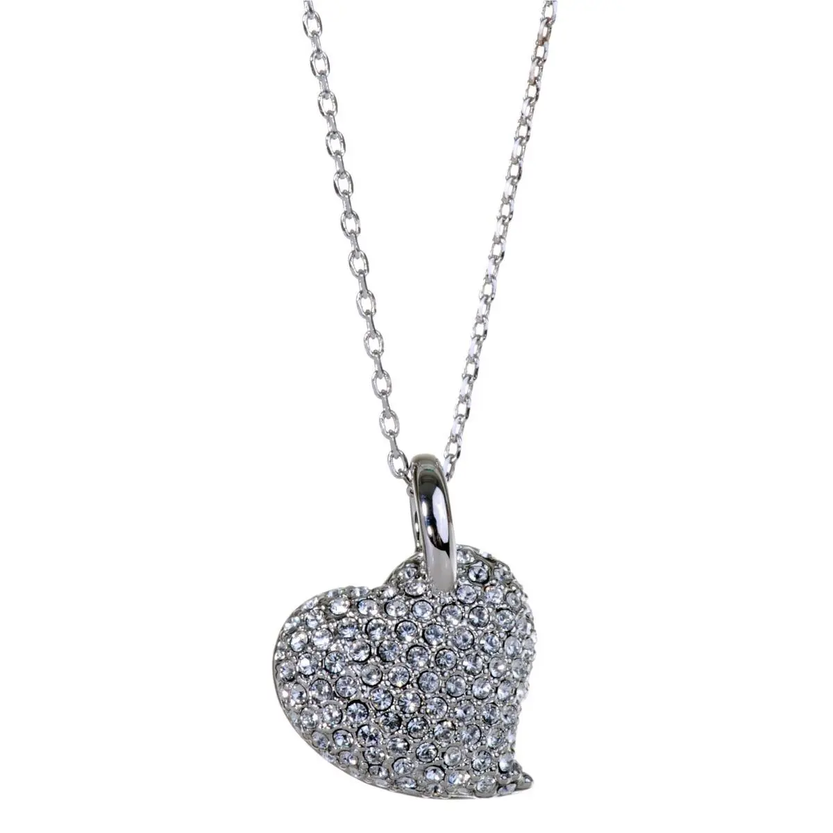 Crystals From  Puffed Heart Pendant Necklace Rhodium 7118t by Swarovski