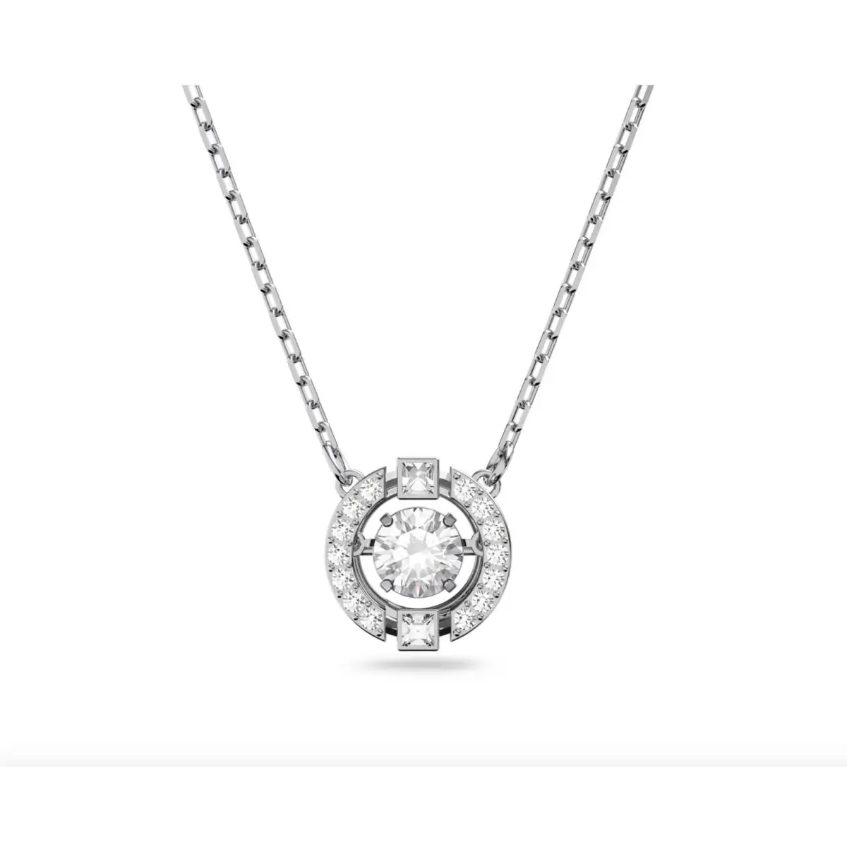 Una Floating Crystal Pendant Necklace - - Rhodium Plated by Swarovski