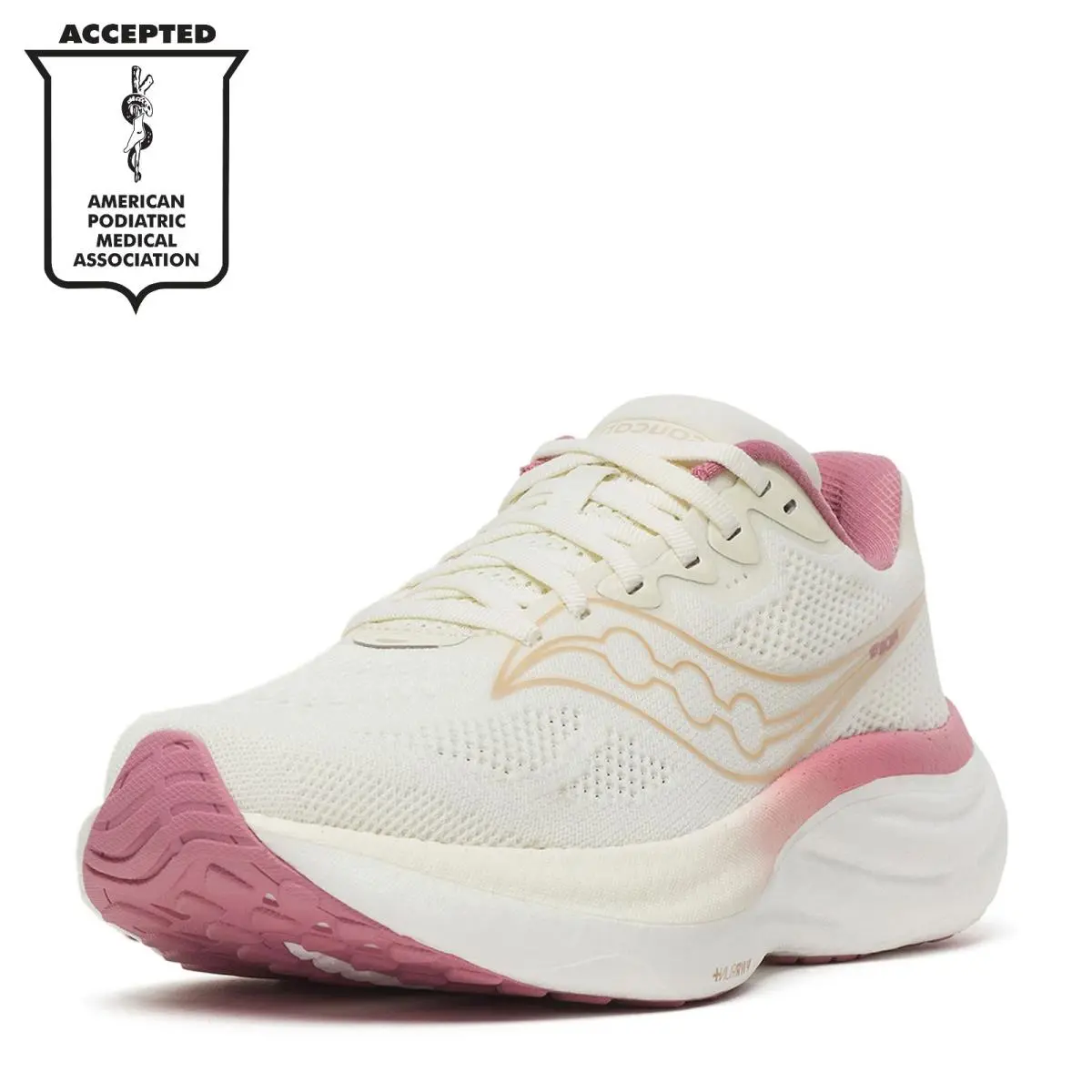 Women`s Saucony Ride 19 Running Shoe S11055-142 Vanilla / Mauve Fabric-and-synt