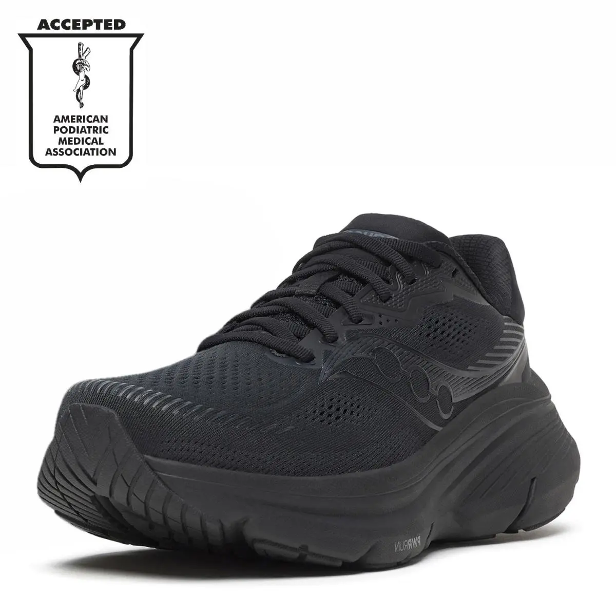 Men`s Saucony Guide 19 Running Shoe S21058-101 Solid Black Fabric-and-synthetic