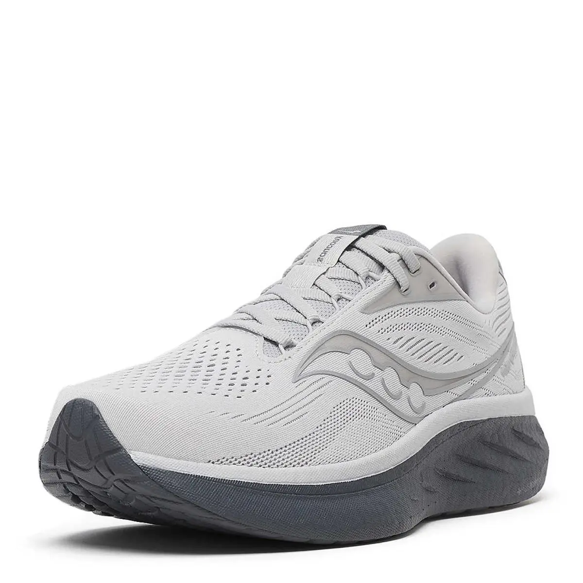 Men`s Saucony Ride 18 Running Shoe - Wide Width S21001-103 Cloud/shadow Fabric