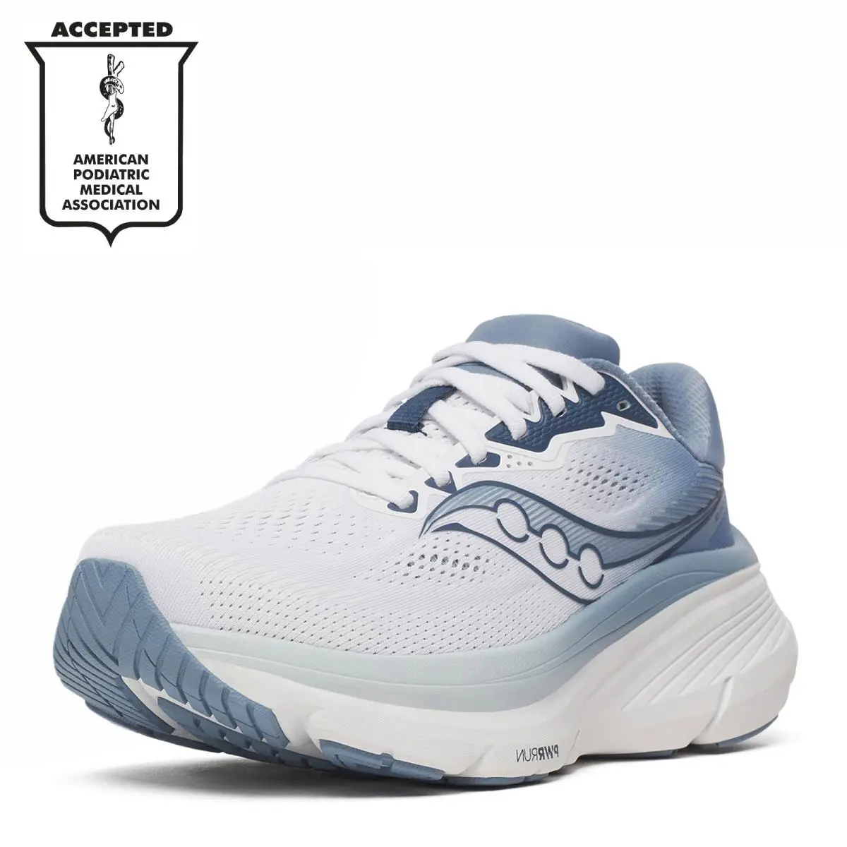 Women`s Saucony Guide 19 Running Shoe - Wide Width S11059-149 White / Storm Fab