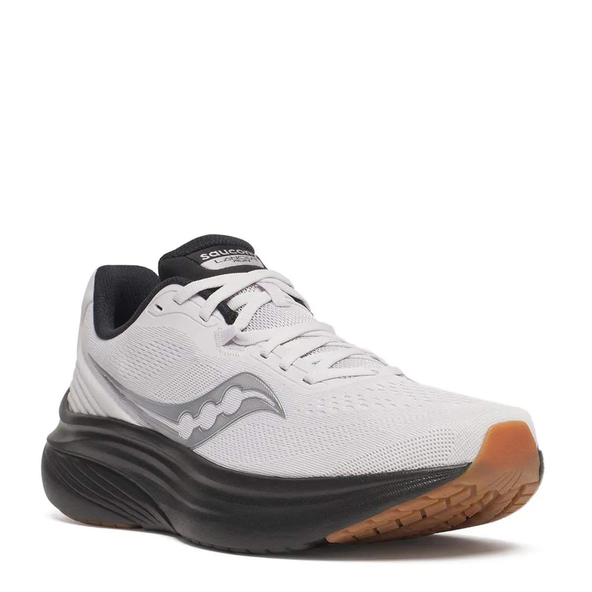 Men`s Saucony Lancer Run Running Shoe S21048-103 Fog / Black Fabric-and-synthet