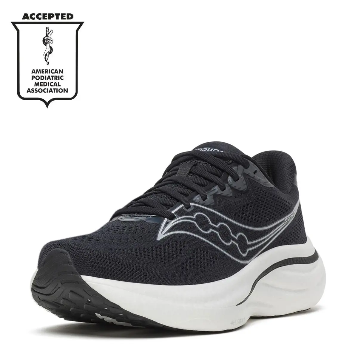 Men`s Saucony Ride 19 Running Shoe S21055-100 Black/silver Fabric-and-synthetic