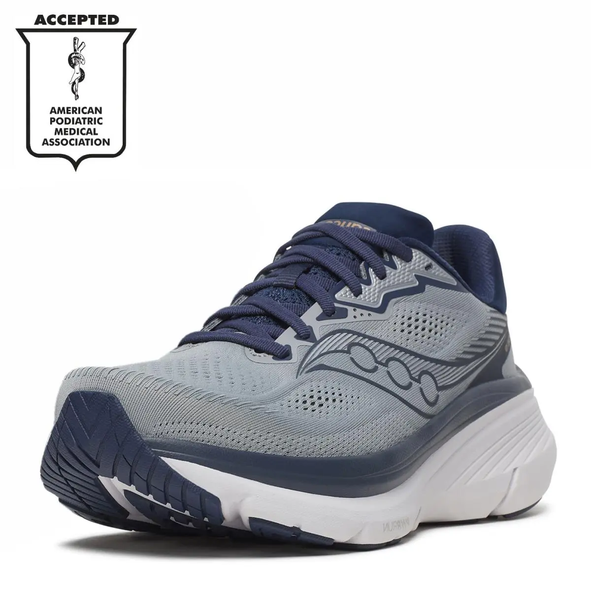 Men`s Saucony Guide 19 Running Shoe S21058-118 Fossil / Navy Fabric-and-synthet