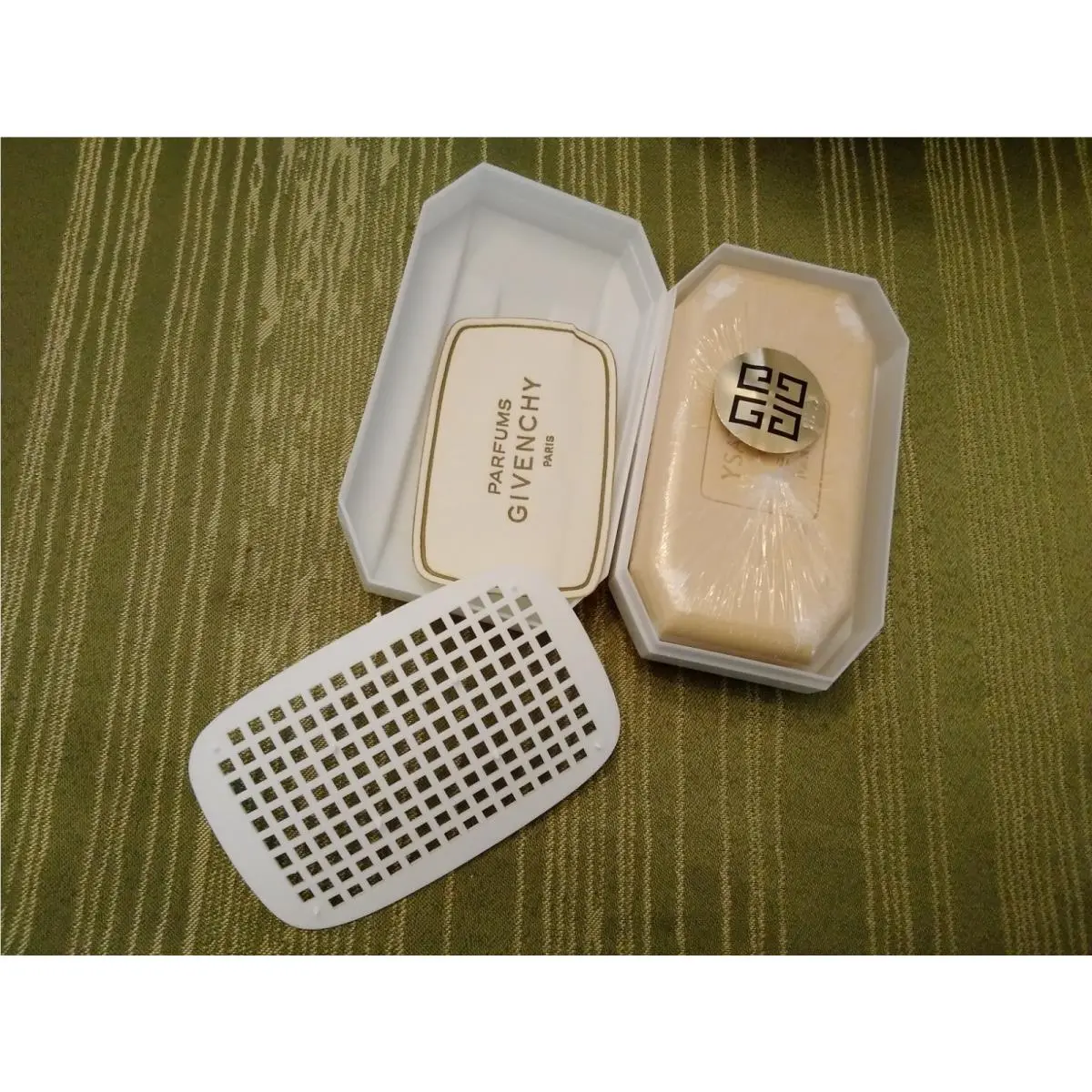 Vintage  Ysatis Scented Bar Soap in Plastic Vented Soap Dish by Givenchy