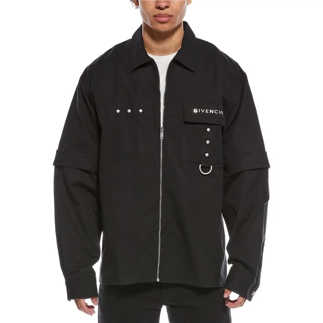 Signature Zip Overshirt Men`s Black 40 by Givenchy