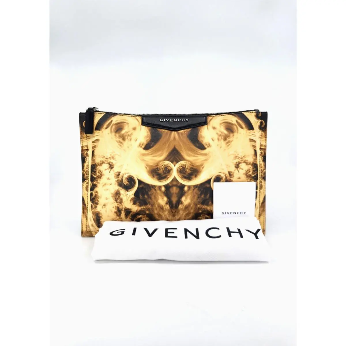 Givenchy Antigona Flame Print Medium Zipper Clutch Pouch Pouchette Bag