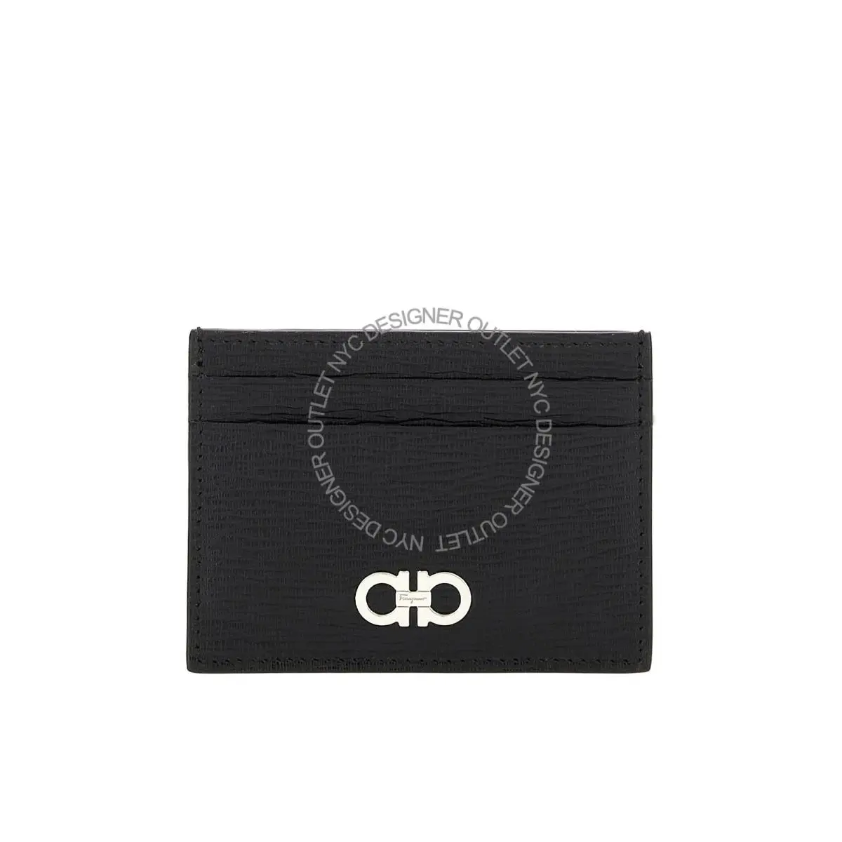 Salvatore Ferragamo Men Black/red Leather Card Holder Wallet