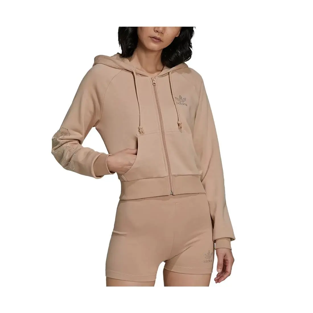 Adidas Rhinestone Crop Girls Active Hoodies