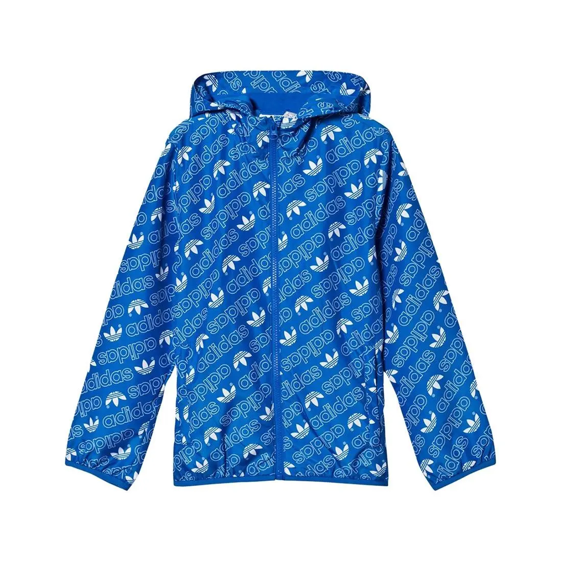 Adidas Repeating Trefoil Print Boys Windbreakers - Bluebird/White, Main: Blue