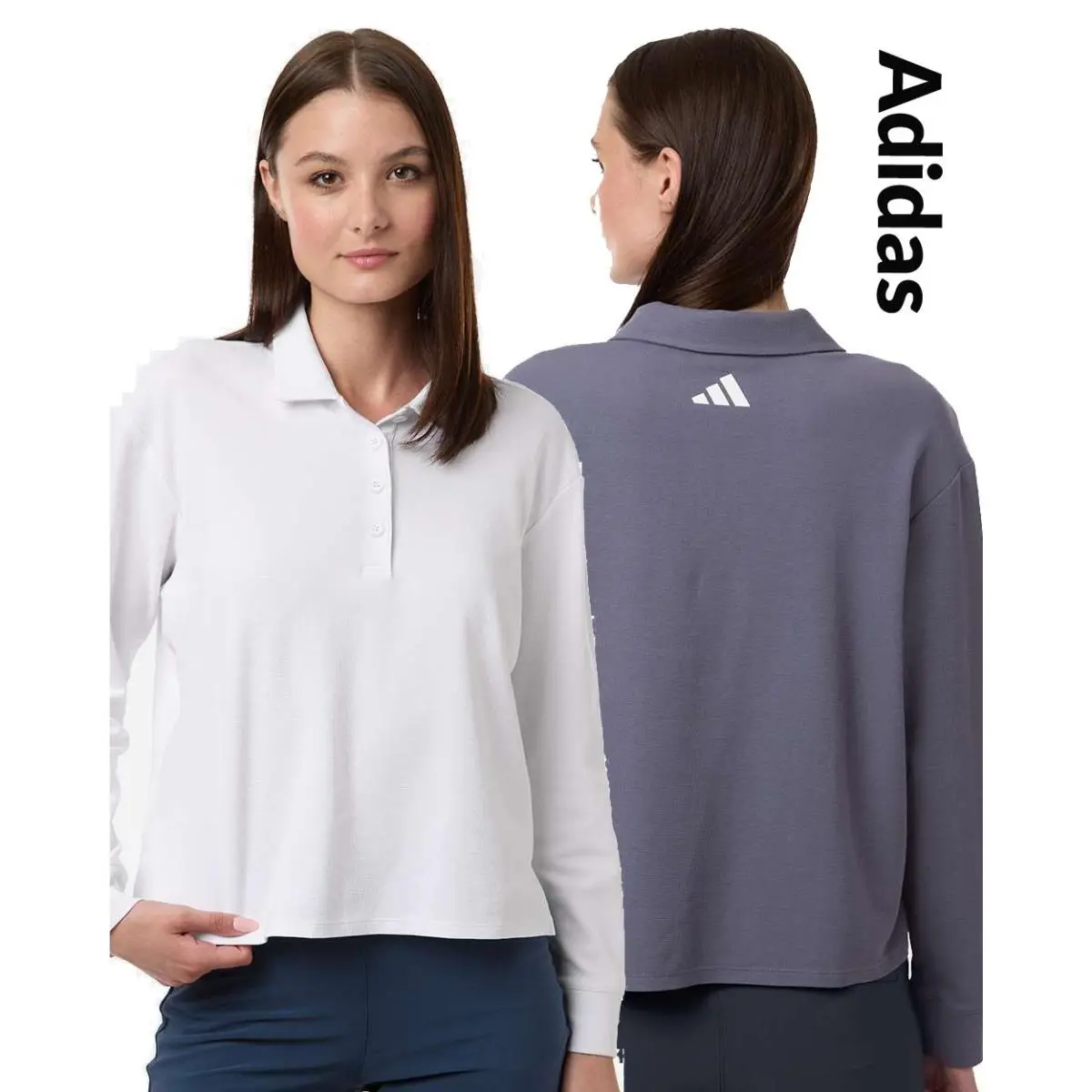 Adidas Women`s Beyond Long Sleeve Loose Polo - A1008 Golf Shirts Mom Gift