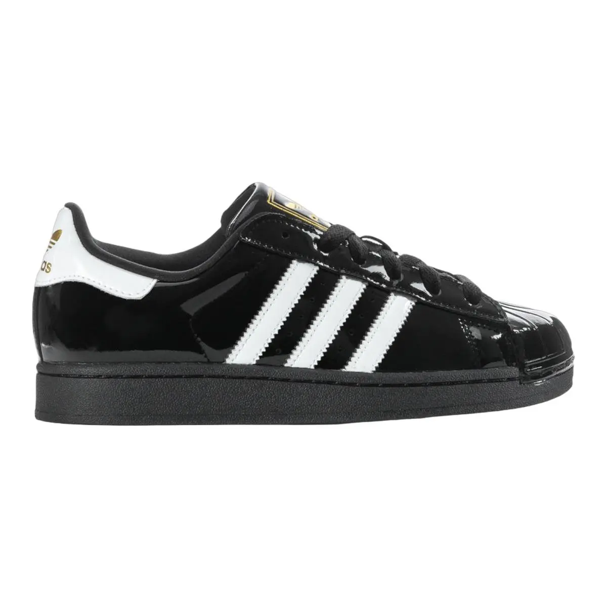 Superstar II Streetwear Lifestyle Trainers Sneakers Womens Size 5-11 (Patent Leather) Black/White/Black/Gold by Adidas