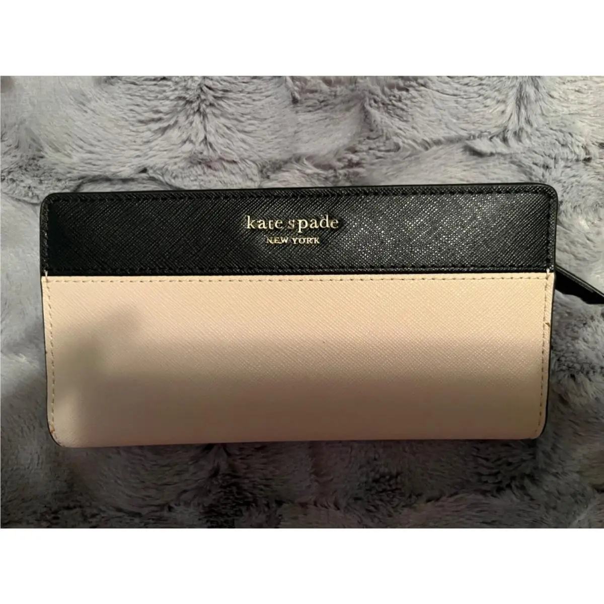 Kate Spade Cameron Saffiano Leather Lg Slim Bifold Wallet - Warm Beige/black