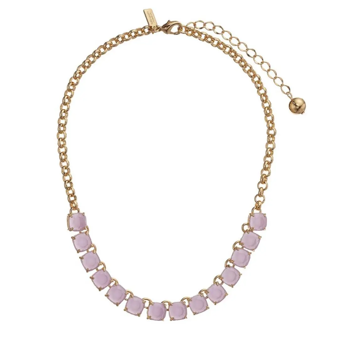 New York Gold Tone Lilac Cushion Pendant Necklace Squared Away by Kate Spade