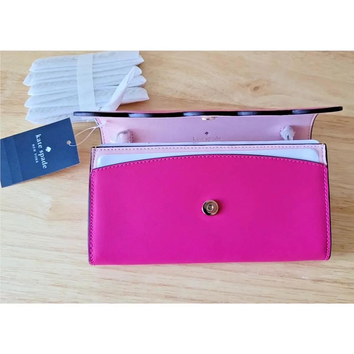 Kate Spade New York Smooth Leather Gemma Crossbody / Wallet in Deep Hibiscus
