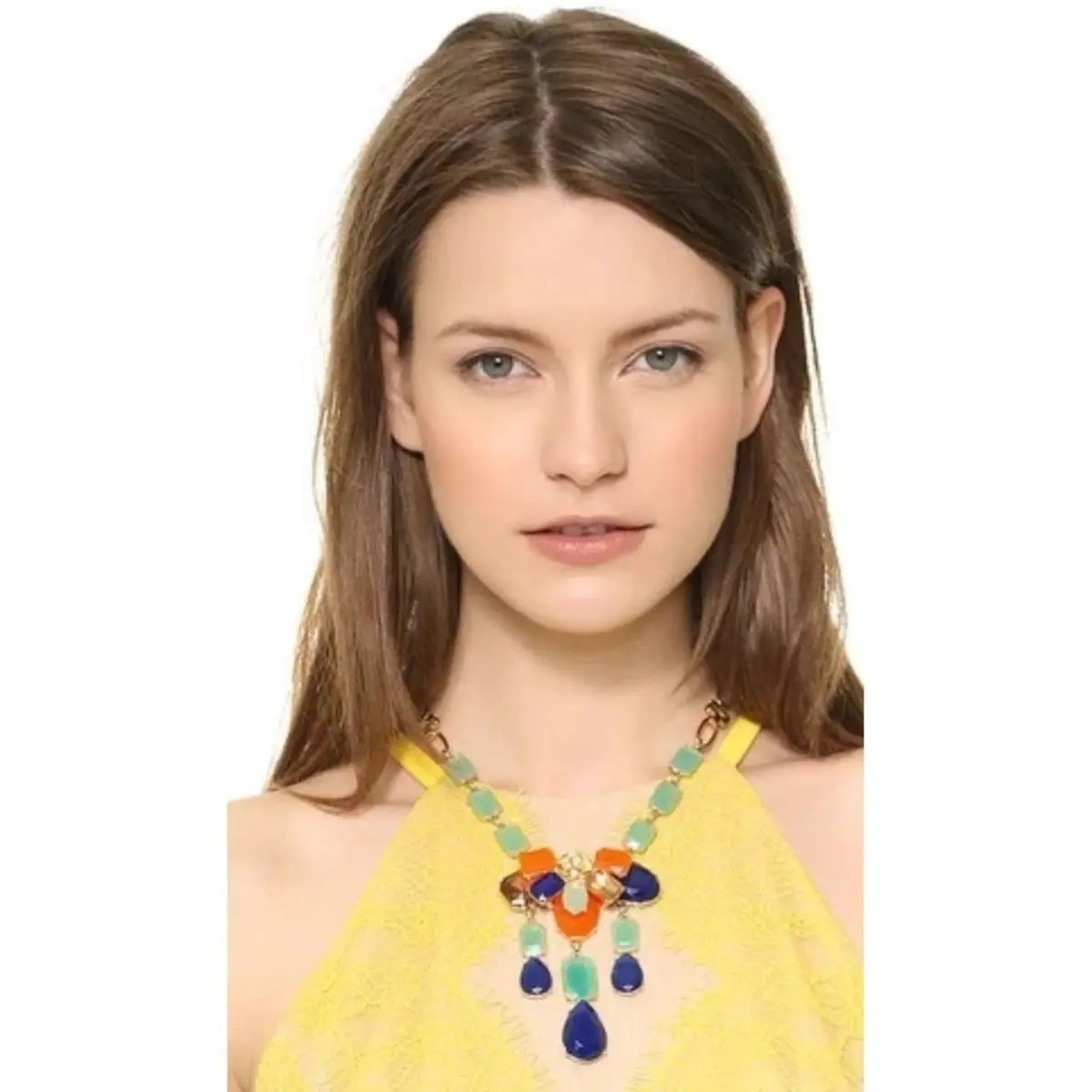 Riviera Garden Multi Gem Statement Necklace Gold Tone by Kate Spade