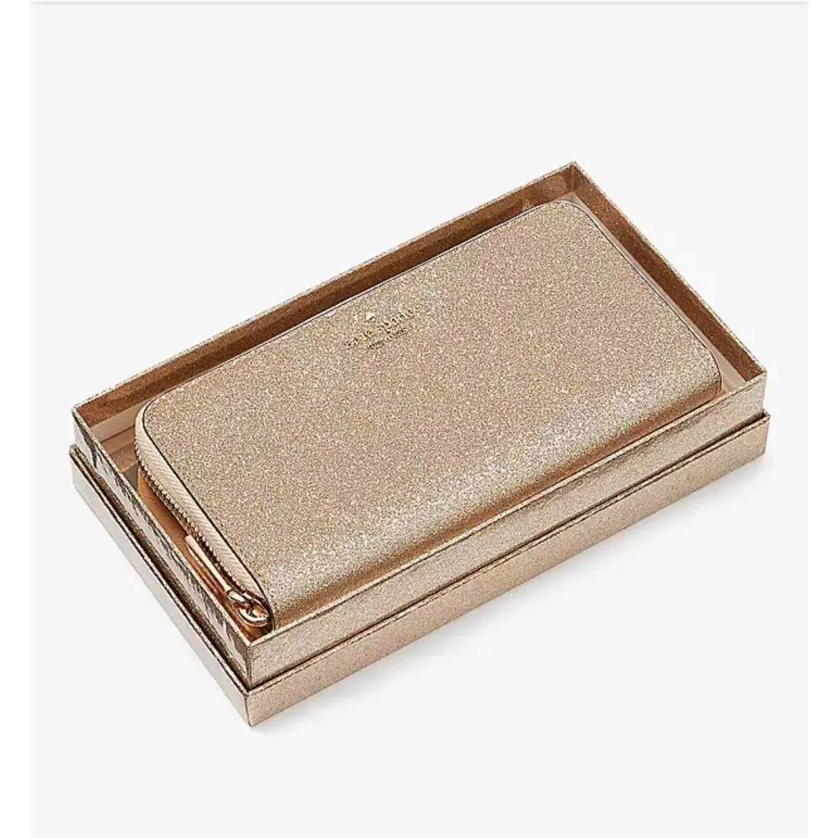 Boxed Shimmy Glitter Large Continental Wallet IN Rose Gold by Kate Spade