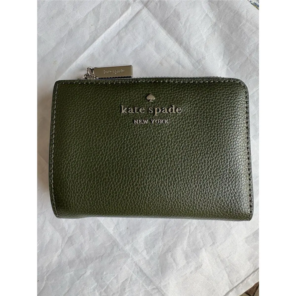 Delicate Pebble Leather Snap Bi-fold Wallet KN764 Bonsai Green 301 by Kate Spade