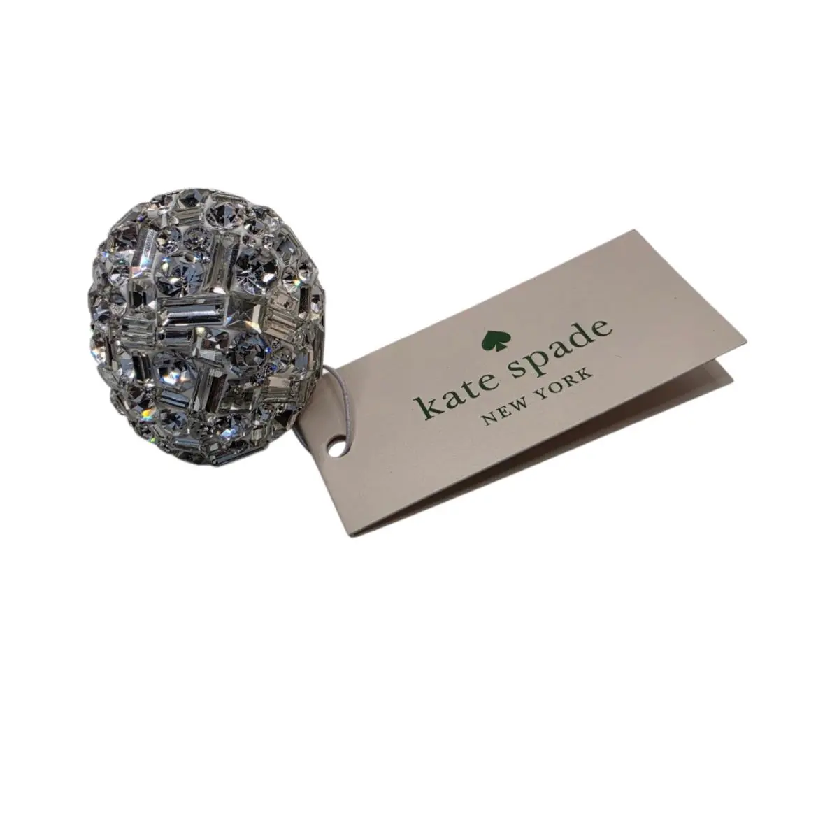 Brilliant State Oversized Crystal Cocktail Ring Size 7 Silver by Kate Spade