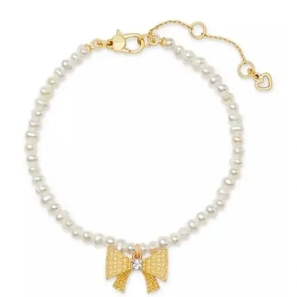Kate Spade Wrapped In A Bow Pearl Charm Bracelet. Retail