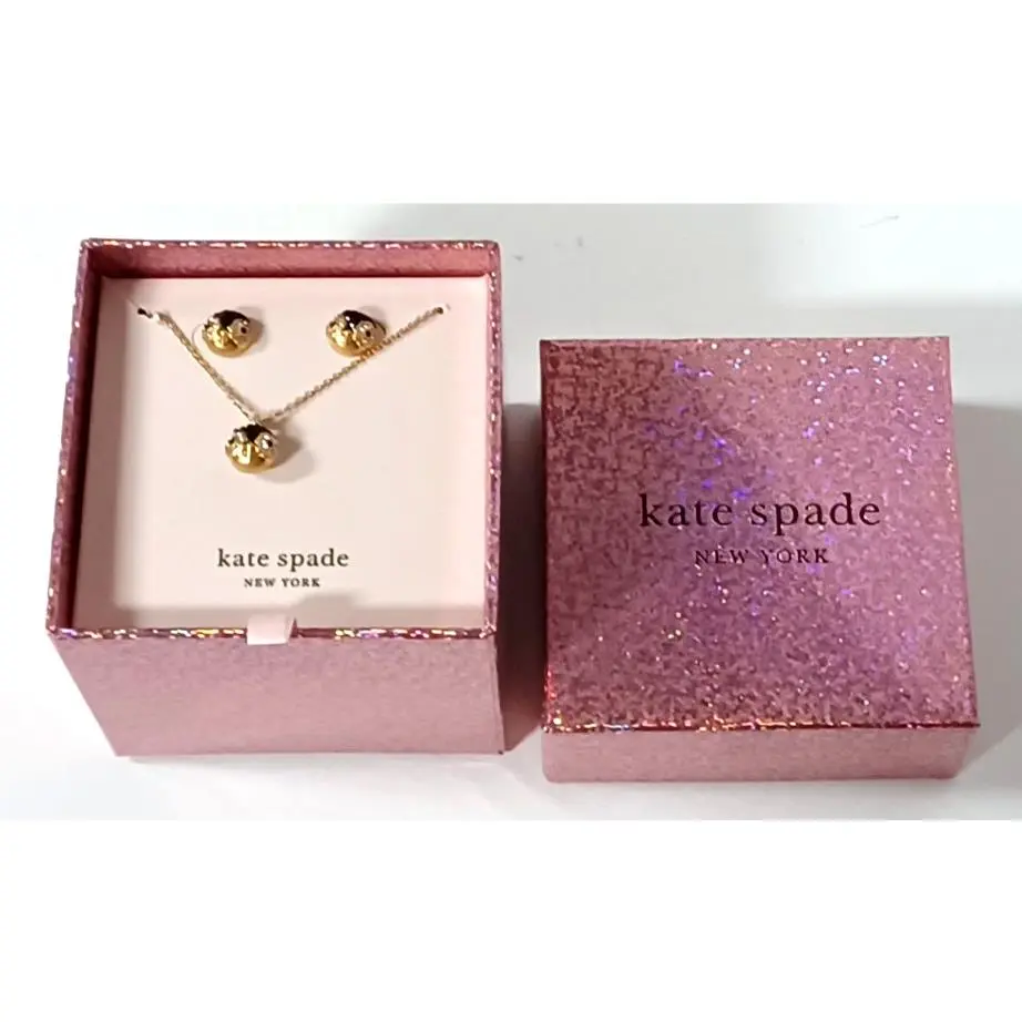 Kate Spade NY Dashing Beauty Pave Penguin Necklace Earring Set Goldtone