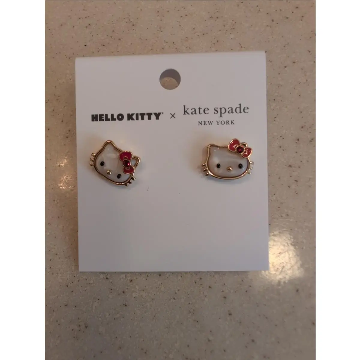 Kate Spade York X Hello Kitty Stud Earrings Gold Tone