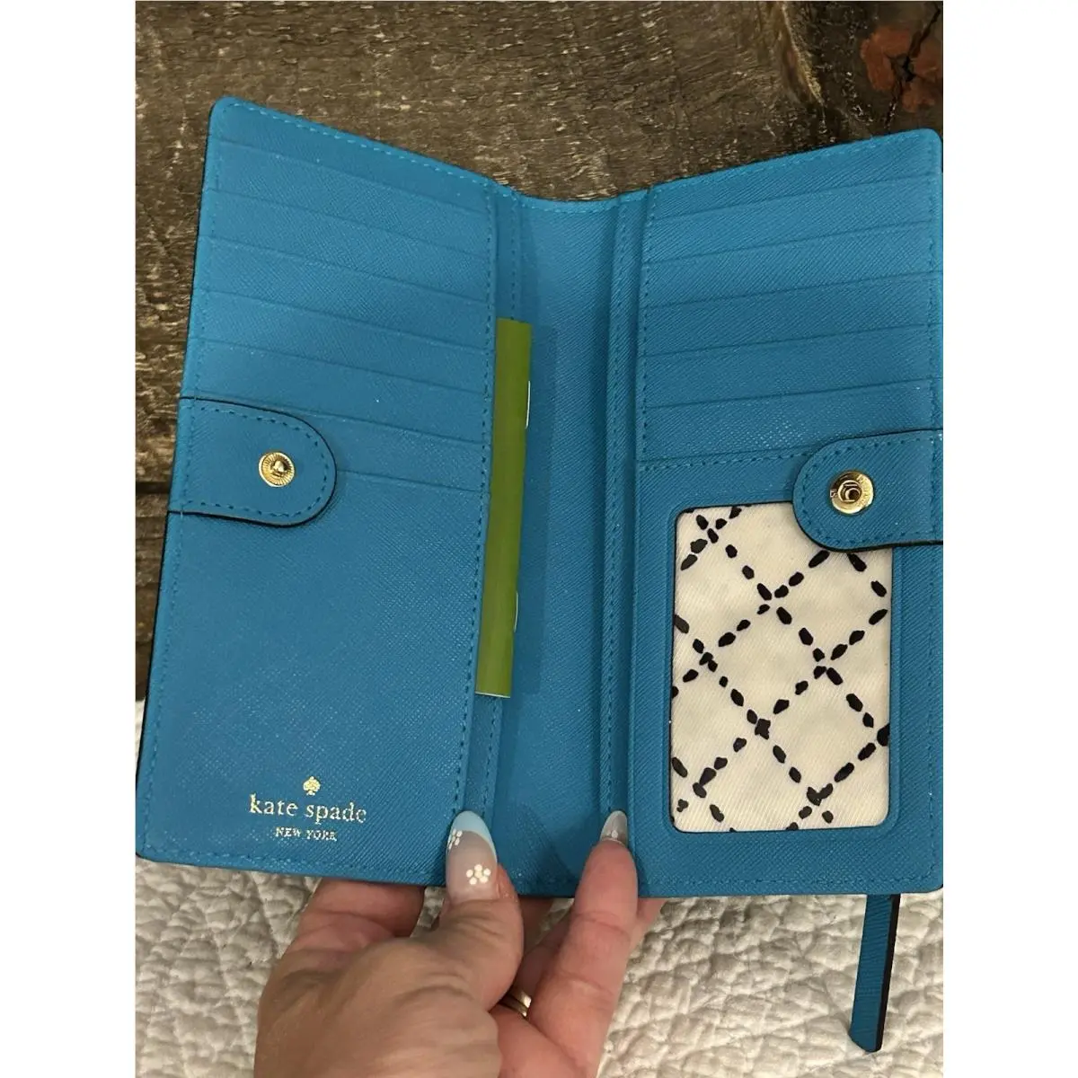 Kate Spade New York Teal Women’s Wallet Snap Closure Logo Credit Card Slots New