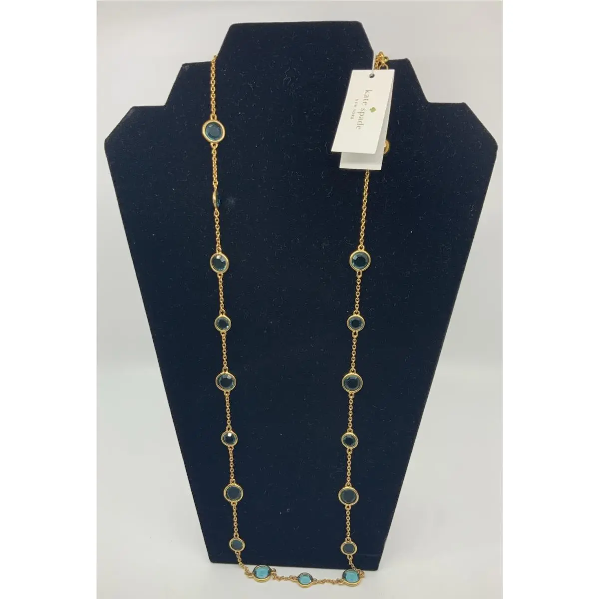 New Crystal Confetti Necklace Chain Aquamarine Open Bezel by Kate Spade