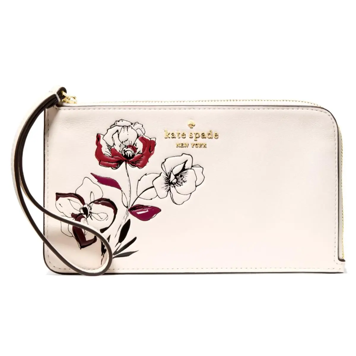 New  New York Lucy Floral Medium Wristlet Cream Multi by Kate Spade