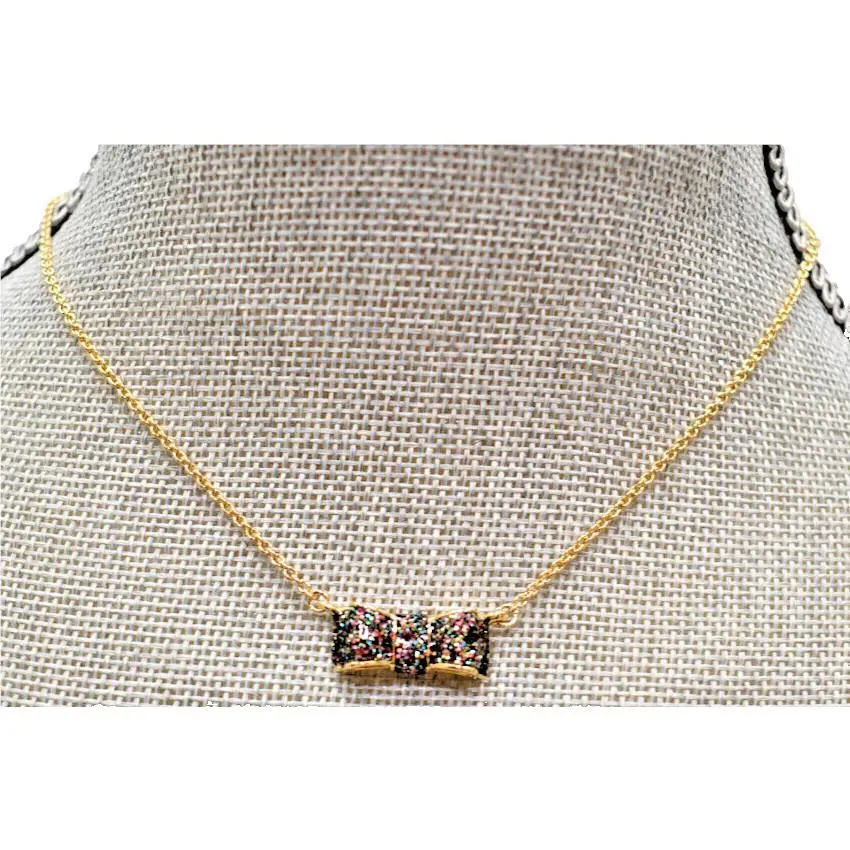 New York Moon River Glitter Pendant Necklace Goldtone New by Kate Spade