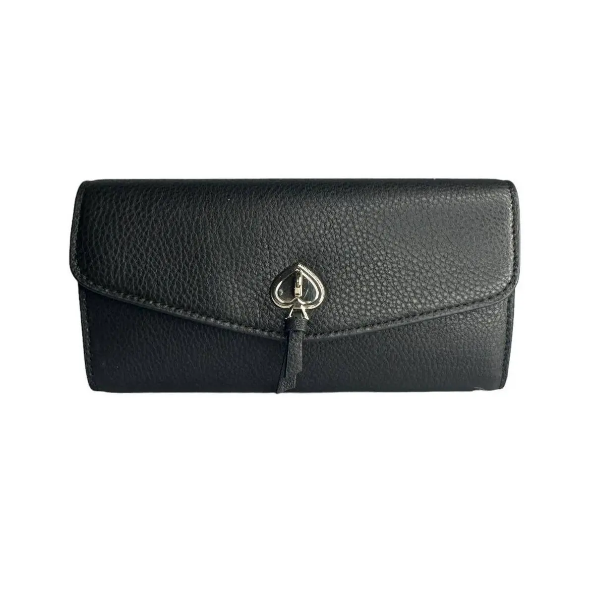 Marti Large Slim Pebbled Leather Flap Wallet Black by Kate Spade