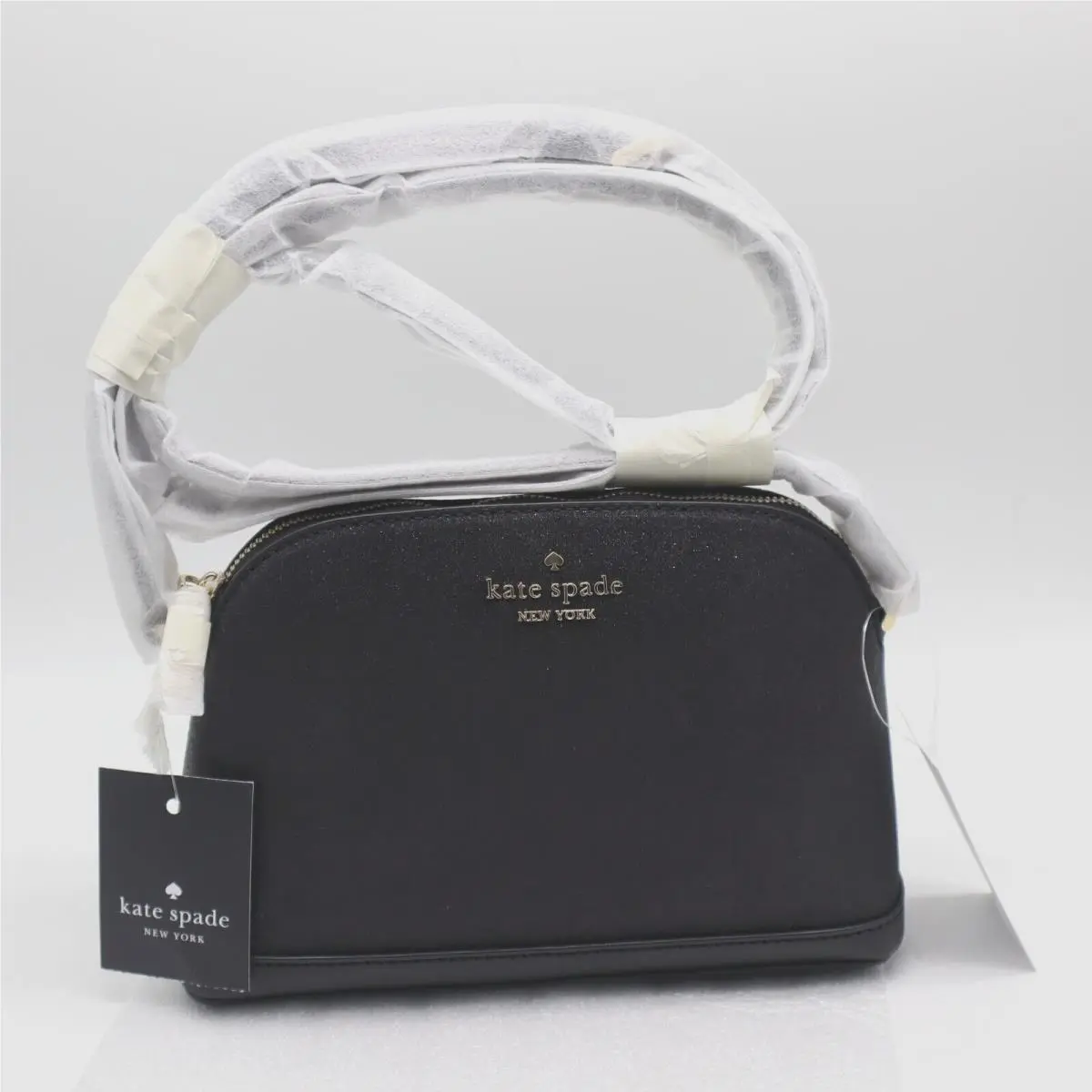 New York Tinsel Small Dome Crossbody in Black Glitter – New by Kate Spade