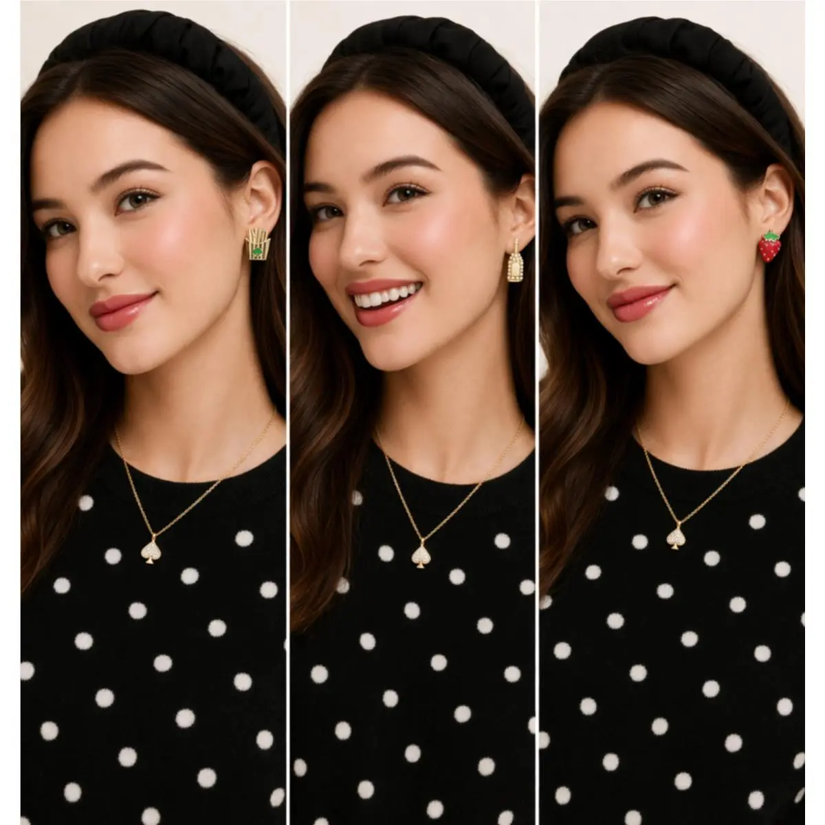 Kate Spade Target Earrings Set Strawberry Fries Champagne Stud Novelty Trio