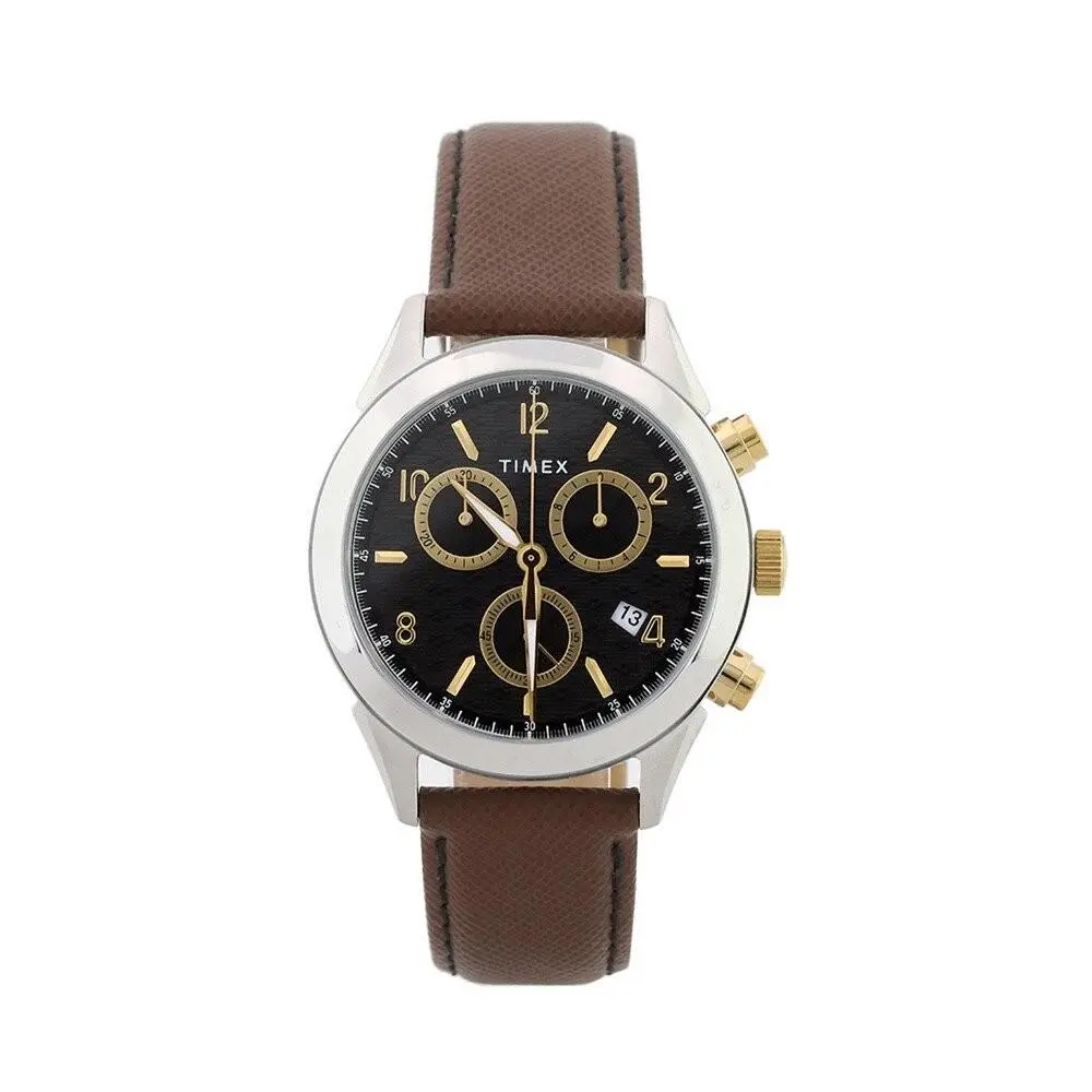 Timex TW2R90800 Quartz 40mm Chronograph Leather Watch