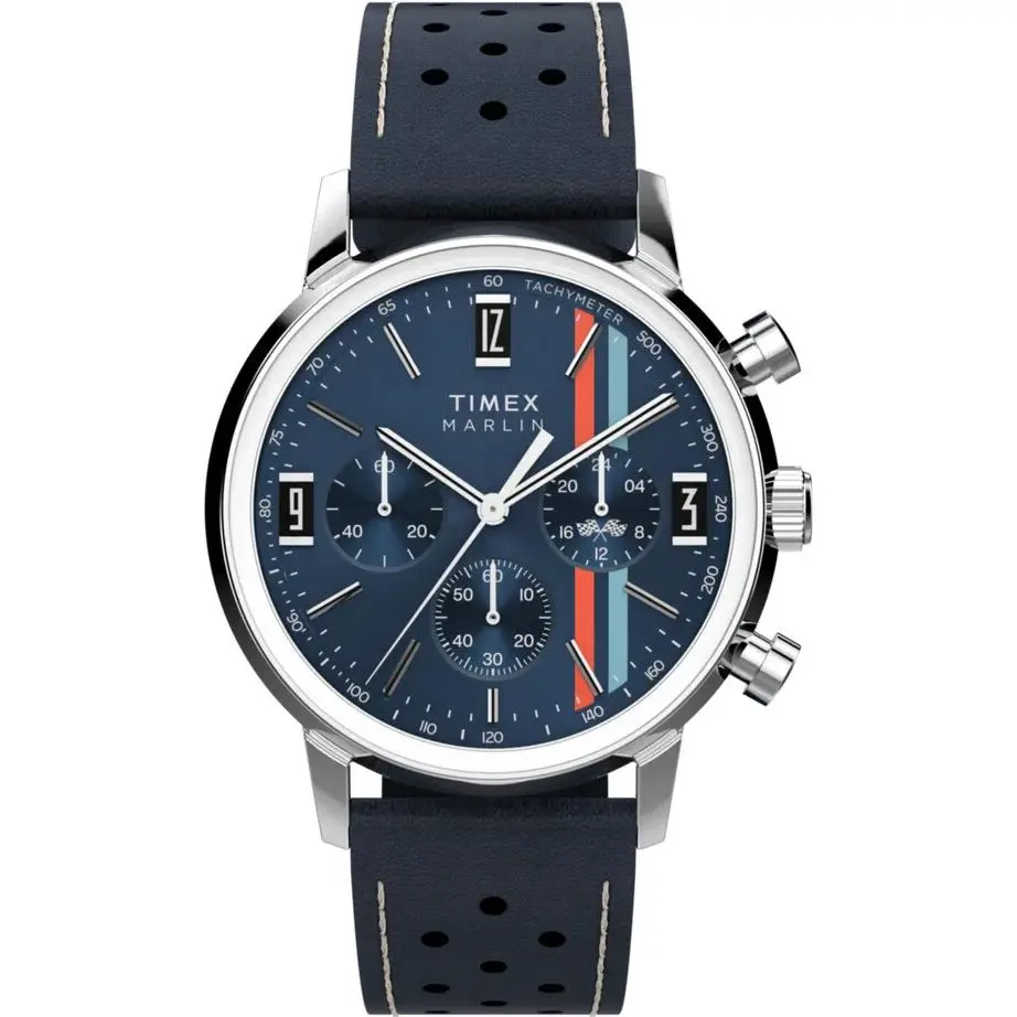 Marlin Chronograph Tachymeter with Racing Strip Leather Watch TW2W99000 by Timex