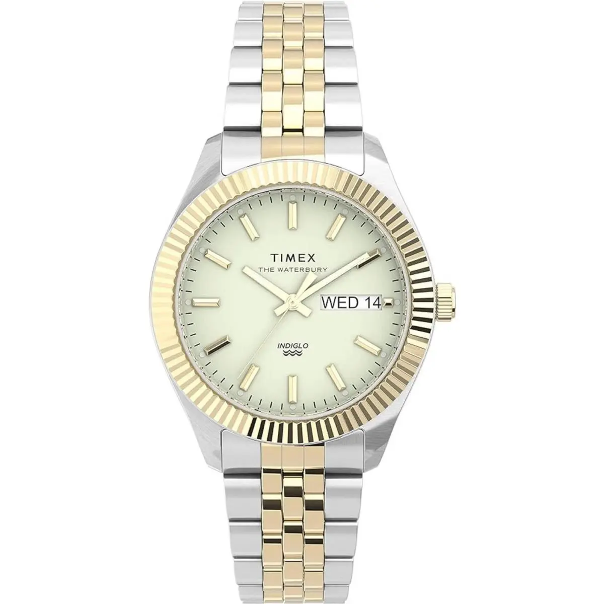 Womens Waterbury Heritage Two Tone Watch Indiglo Day Date TW2U78600 by Timex
