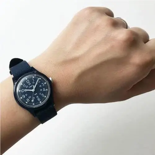 Timex MK1 Ladies` 29mm Blue Dial 24-Hour Fabric Strap Watch TW2T33800VQ