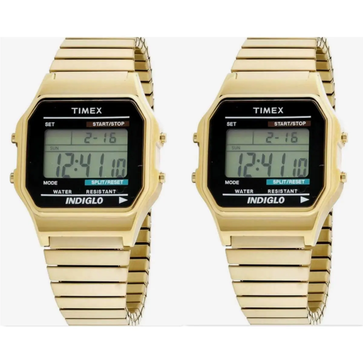 Lot of 2 Timex Men`s T78677 Classic Digital 34mm Expansion Band Watch